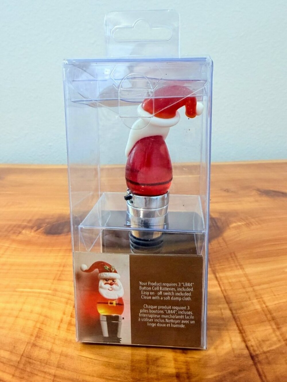 Pier1 LED Bottle Stopper Holiday Christmas Glass Santa. - Picture 3 of 5